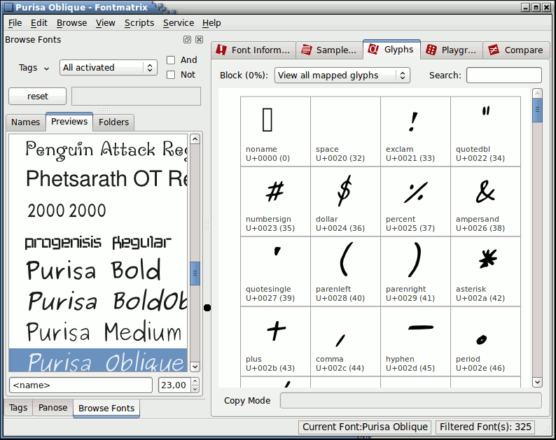 Screenshot of   Fontmatrix