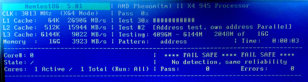 Screenshot of memtest86+