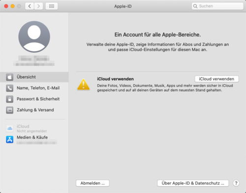 MacOS X Systemeinstellungen: Apple ID