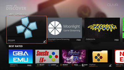 DISCOVER menu on the OUYA