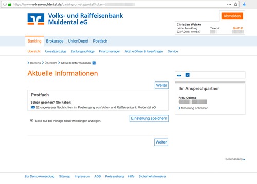 Screenshot Onlinebanking
