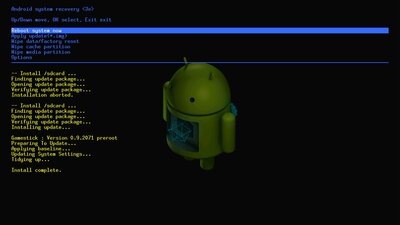 Android system recovery: Firmware installation success