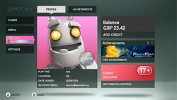 GameStick UI: profile