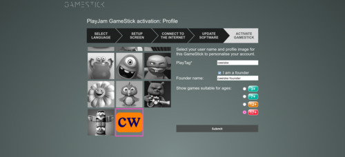 GameStick Setup: Web: Profile setup