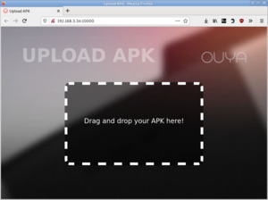 Browser with OUYA .apk upload page