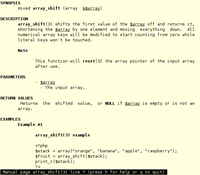 pman showing array_shift