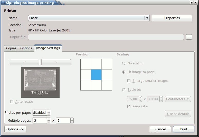 KIPI 'Print images' plugin