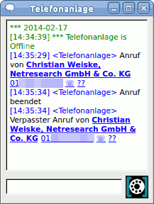 Chat message from the asterisk server